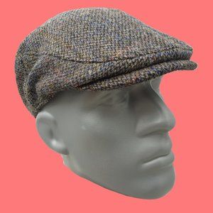 Hartside HS14 Scottish Highland Harris Tweed® Flat Cap in GREY - PICK SIZE